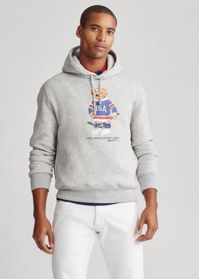 Men's Polo Ralph Lauren Hockey Bear Fleece Hoodies | 714563VJP